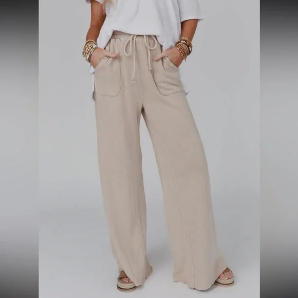 130 - Relaxing Robin Wide-Leg Pants Beige Womens